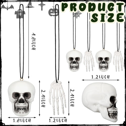 Poen 24 Pcs Mini Horror Halloween Skull Hanging Tree Gothic Ornament Skull Plastic Mini Small Skeleton Head Decoration Spooky Hanging Ornament for Halloween Party Supplies(Black Bow)