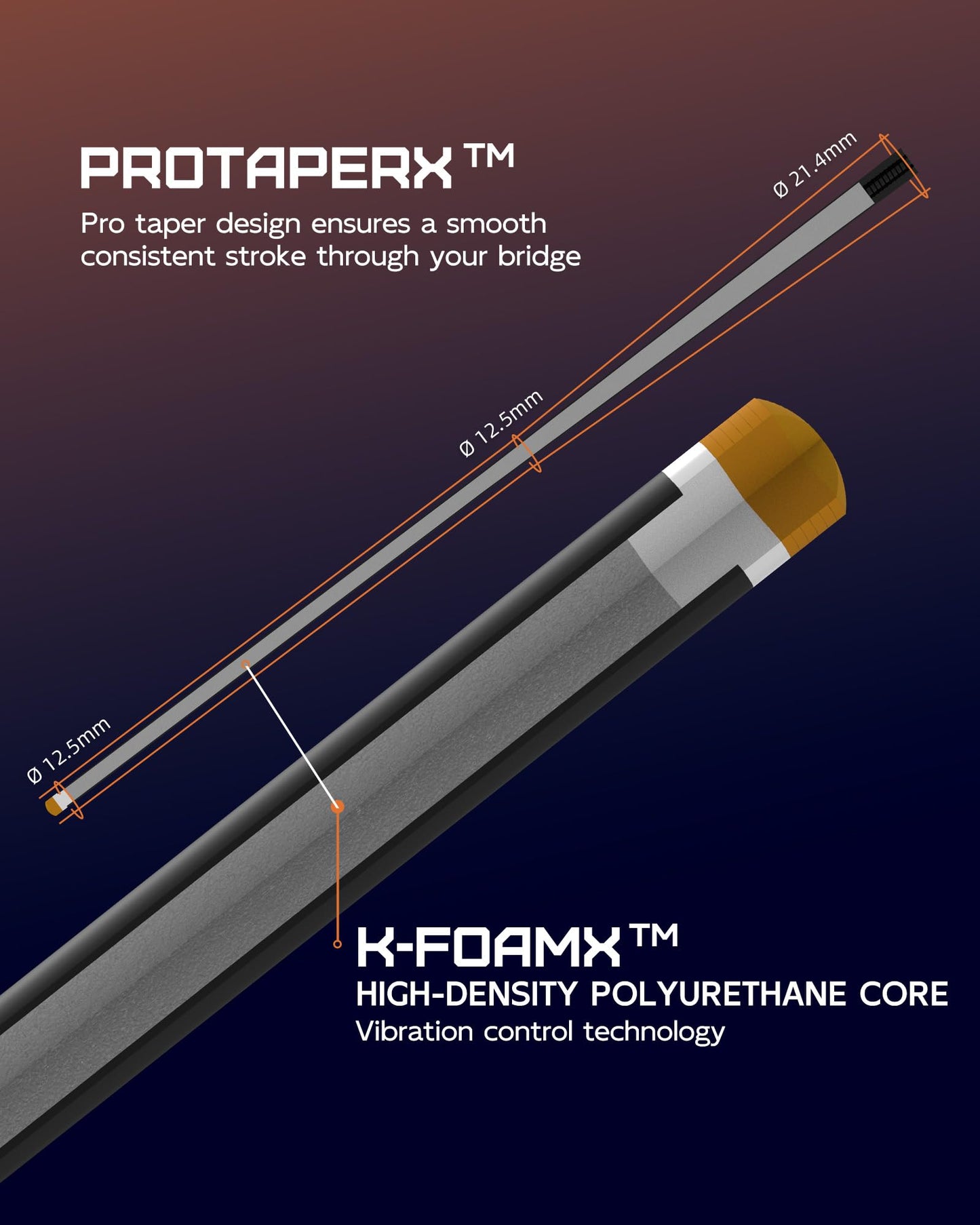 KONLLEN Carbon Fiber Pool Cue 2.0, 58-inch Low Deflection Billiard Stick for Adults with 12.5mm Tip and Pro Taper