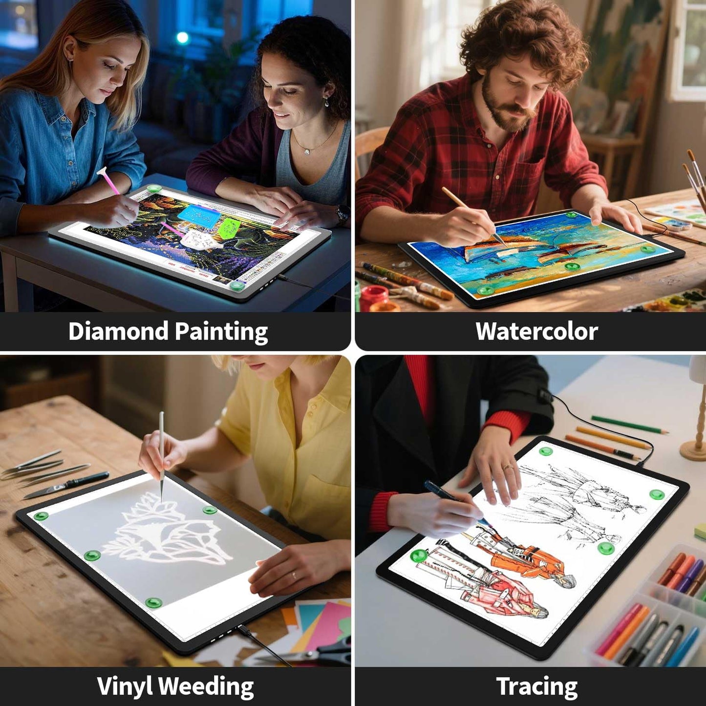 Zocelight A3 Diamond Art Light Board, 16.77×13.35inchs Light Pad,6000 Lux Super Bright Light Box for Tracing,Side Button Design,Magnet Light Table for Diamond Painting,Sketching,Weeding Vinyl(Black)