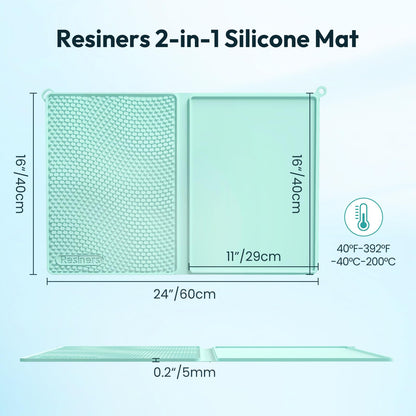 Resiners Resin Mat, 2-in-1 16" x 24" Resin Collector Mat, Heat Resistant Easy Clean Silicone Mat for Resin Molds, Crafts, Jewelry, Paint, Clay & Kitchen