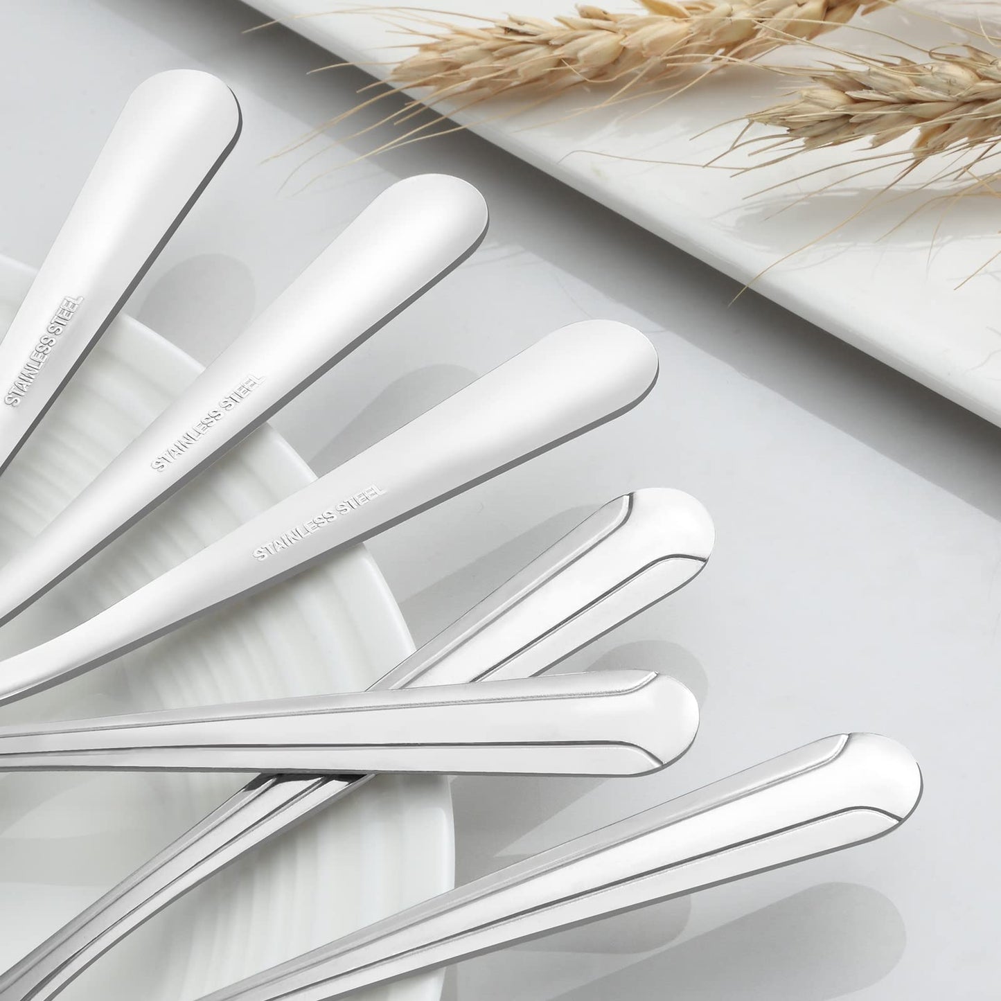 BEWOS 24 Pieces Teaspoons, 6.2 Inches Stainless Steel Teaspoons Silverware, Spoon Silverware, Coffee Spoons, Small Spoon, Mirror Polished, Dishwasher Safe, Silver Spoons For Home, Restaurant