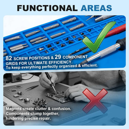 Boshanix Silicone Soldering Mat 13.8"x23.7" - 932°F Heat Resistant Work Mat with 111 Grid Cells & Anti-Static Wrist Strap, Large Repair Pad for Electronics, Soldering Station, Phone Repair
