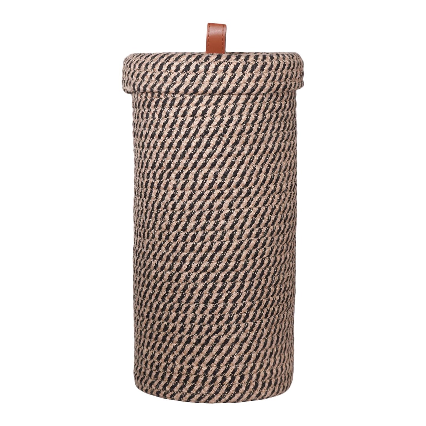Toilet Paper Holder, Boho Decor Toilet Paper Storage Stand for Bathroom,Cotton Handmade Woven Paper Basket for Mega Roll,3 Rolls of Toilet Tissue Storage (Black)