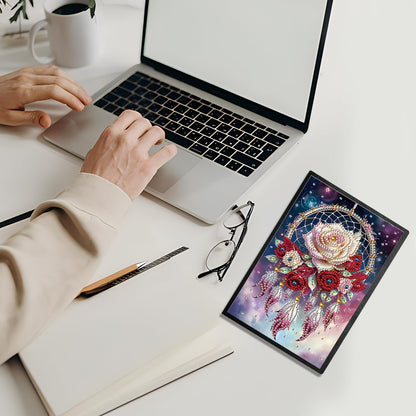 JZHYOAN Rose DIY Diamond Painting Blank Notebook 5D Flower Diamond Art Journal Sketchbook Mosaic Cross Stitch Note Book Kit Gem Art Dairy Travel Drawing Message Art Notebook Craft for Adult Office