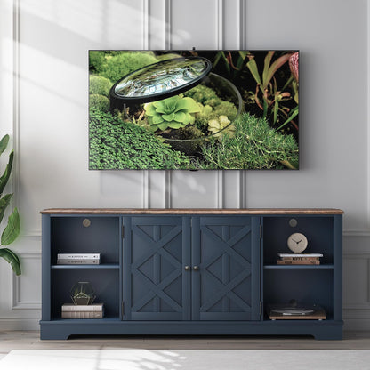 LIVILAND Rustic TV Stand for 70 Inch TV, Entertainment Center with Storage Cabinets and Adjustable Shelves, Farmhouse Media Console Table for Living Room, Bedroom (Navy)