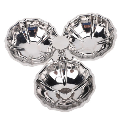 Nurnesy Stainless Steel 3 In 1 Serving Plate with Fruit Bowl, Snack Plate for Home Kitchen Party, Reusable Dessert Plates for Quick Cleanup, Ideal Present for Housewarming Parties