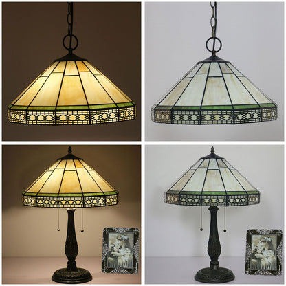 Errzom Tiffany Lamp Shade 16 Inches Wide Accessories Replacement Only Yellow Stained Glass Mission Style Lampshade for Table Lamp Pendant Light Floor Lamp