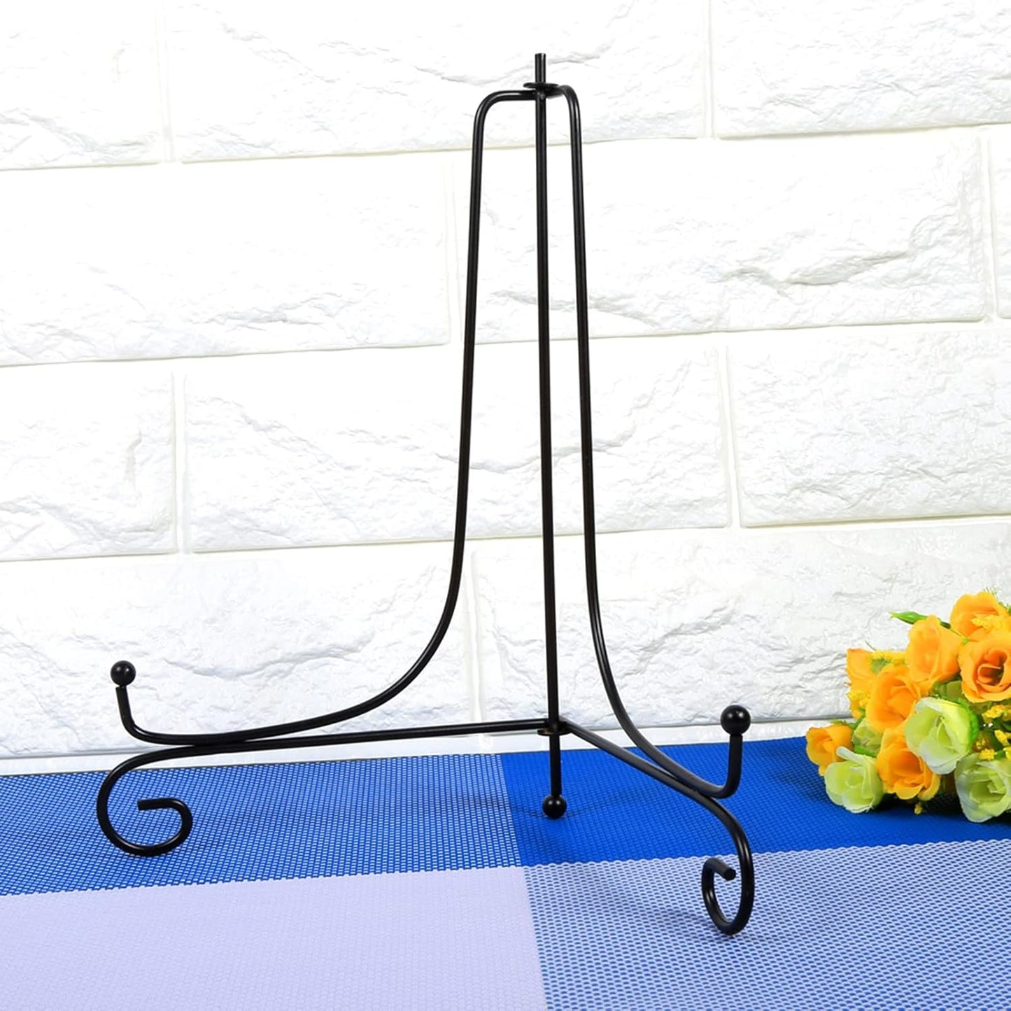Walfront Iron Easel Photo Frame Holder Stand, Black Easel for Artwork, Bowl Plate, Decorative Plates (10 inch)