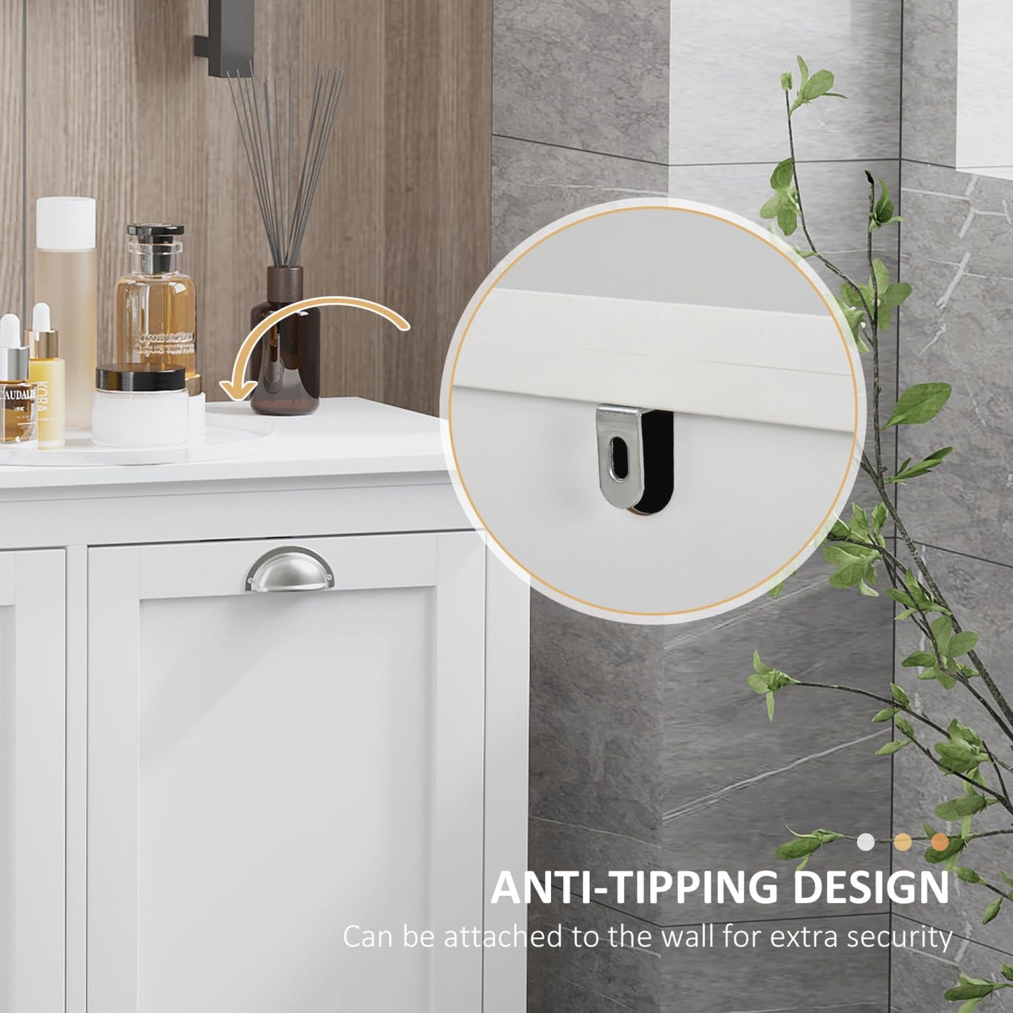 Geelife Tilt-Out Laundry Sorter Bathroom Cabinet, White - MDF White - Front Tilt Out Hamper - Bathroom, Design