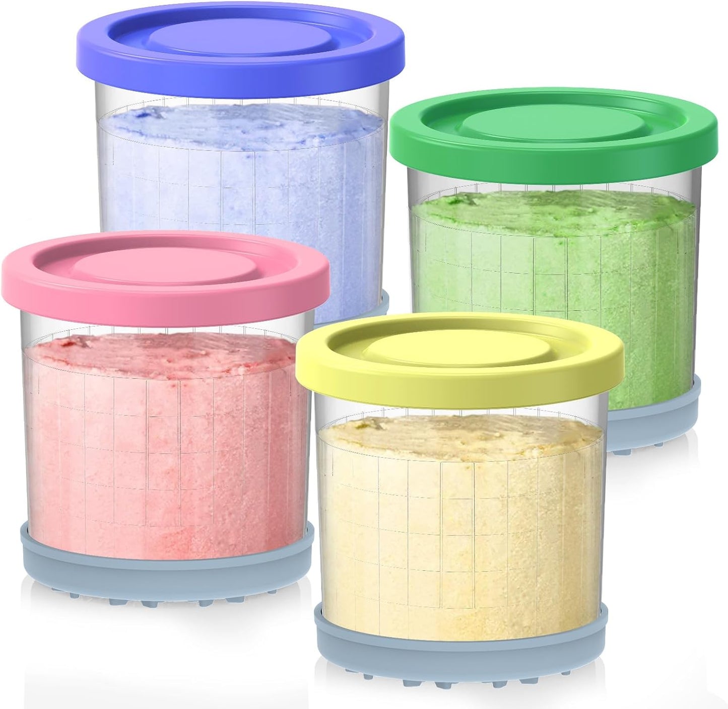 SWANTIARA 4 Pack, 16oz NC300 NC301 NC299AMZ Creami Containers Replacement for Ninja Creami Pints and Lids - Cups
