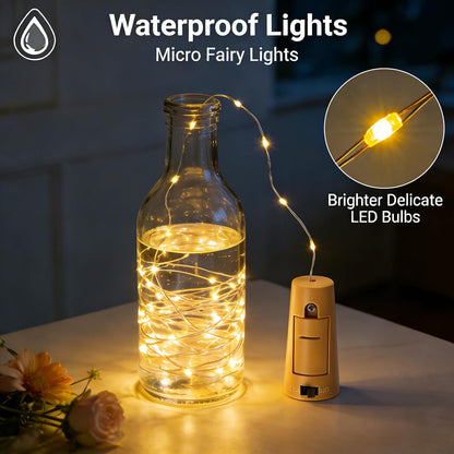 20 8 Pack VOOKRY Wine Bottle Lights with Cork, LED Battery Operated Cork Fairy String Lights Waterproof Mini Copper