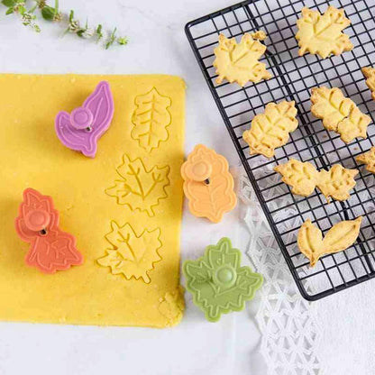 Yunko Cake Leaves Baking Pie Crust Cookie Cutters, Set of 4