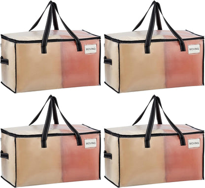 VENO Heavy Duty Moving Bags - Clear Storage Solution for Clothes & Comforters | 4 Pack, Foldable Design
