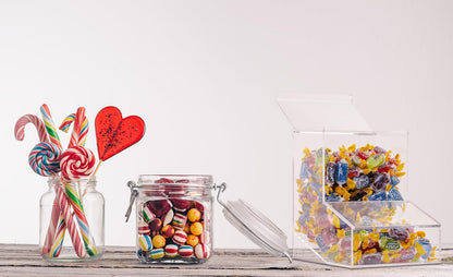 Inevibe Candy Dispenser - Bulk Acrylic Storage Holder with Two Lids for Countertop or Wall Mount - Store Chocolate, Treats, Sweets, and Snacks (1)