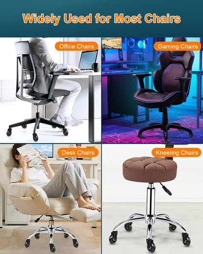 RidRed Office Chair Wheels - Heavy-Duty 3 Inch Rubber Casters | Universal Fit, Noise-Free, Fits Most Chairs