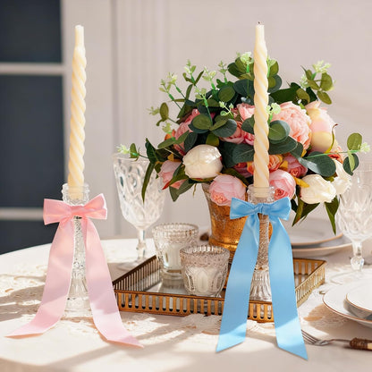 MAQUITA Christmas Candlestick Bows - 48 Pcs Large Self-Adhesive Decor for Weddings & Parties | 13 x 3.7 Inch