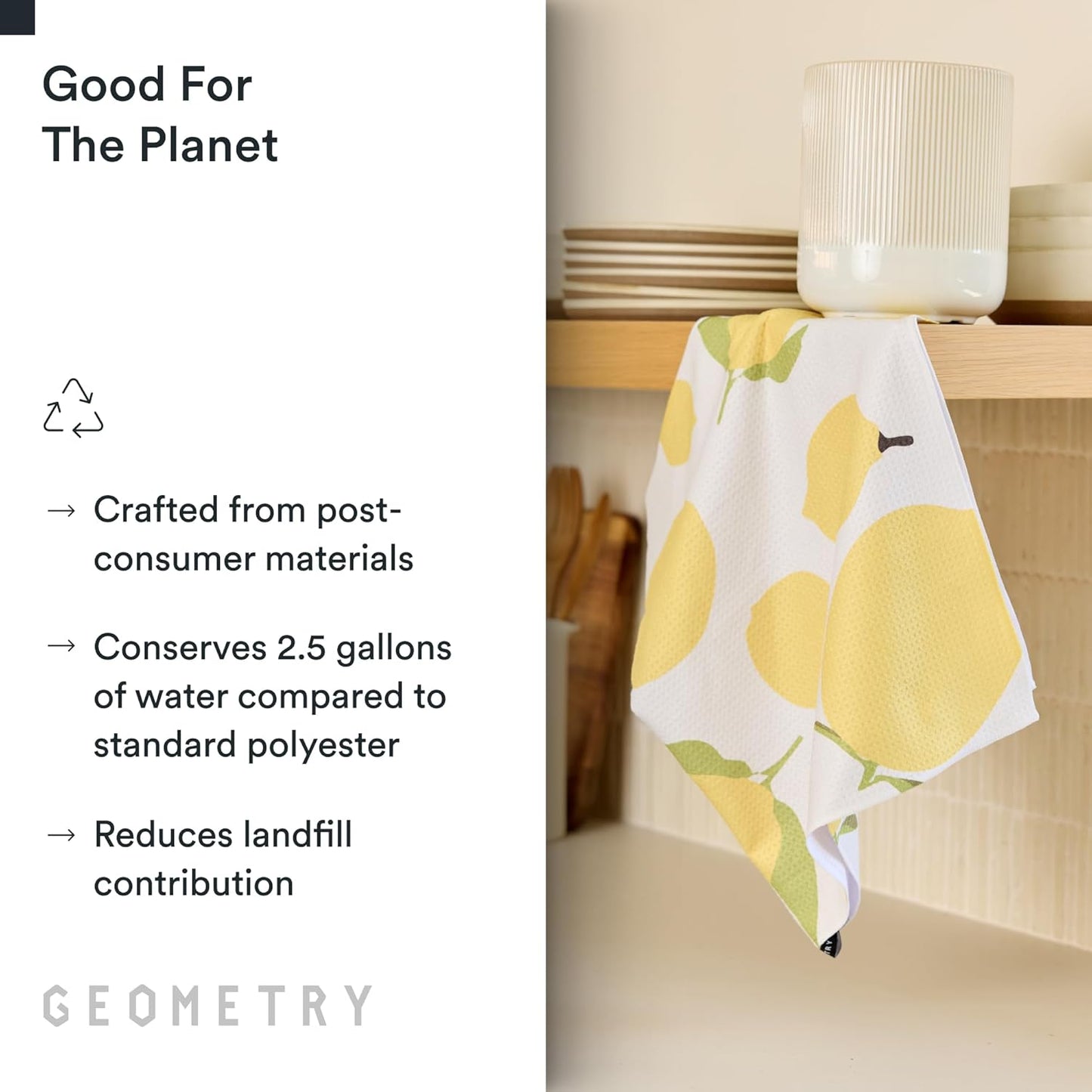 18" 30" 1 Pack GEOMETRY Kitchen Tea Towels - Quick Dry Microfiber Dish Towels for Kitchen Sunny Lemons, x