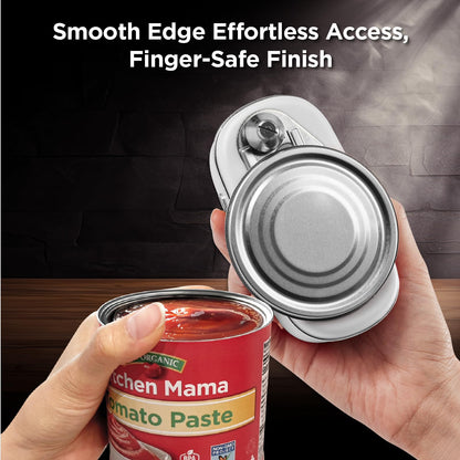 Kitchen Mama Orbit One Rechargeable Electric Can Opener: Hands-free, USB-C Charging, Automatic Stop, Smooth Edge, Safety, Blade for Large Cans, Heavy Duty, Soda and Pop Can, with Storage Box (White)