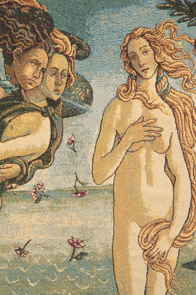 Charlotte Home Furnishings Inc. Nascita Di Venere By Sandro Botticelli Italian Tapestry Wall Hanging 36 X 54 Inch Viscose Cotton And Polyester Blend Wall Art Perfect Wall Decor By Sandro Botticelli