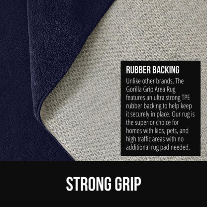 GORILLA GRIP Slip Resistant Soft Washable Stain Resistant Area Rug, 5x7, Plush Thick Carpet for Nursery, Bedroom, Living Room, Non-Shedding Floor Rugs, Kid and Pet Friendly, Baby Home Decor, Navy Blue