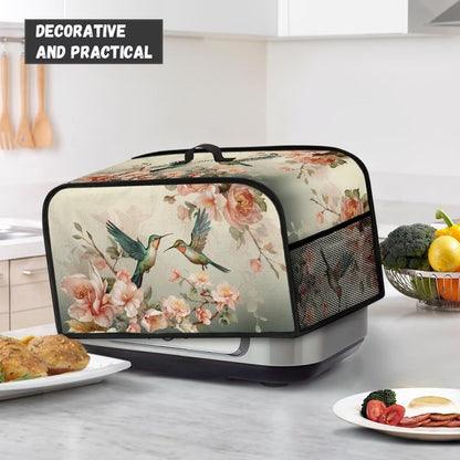 Floral Hummingbird Slow Cooker Dust Cover, Novelty Air Fryer Cover Compatible with Most Kitchen Appliances, Washable