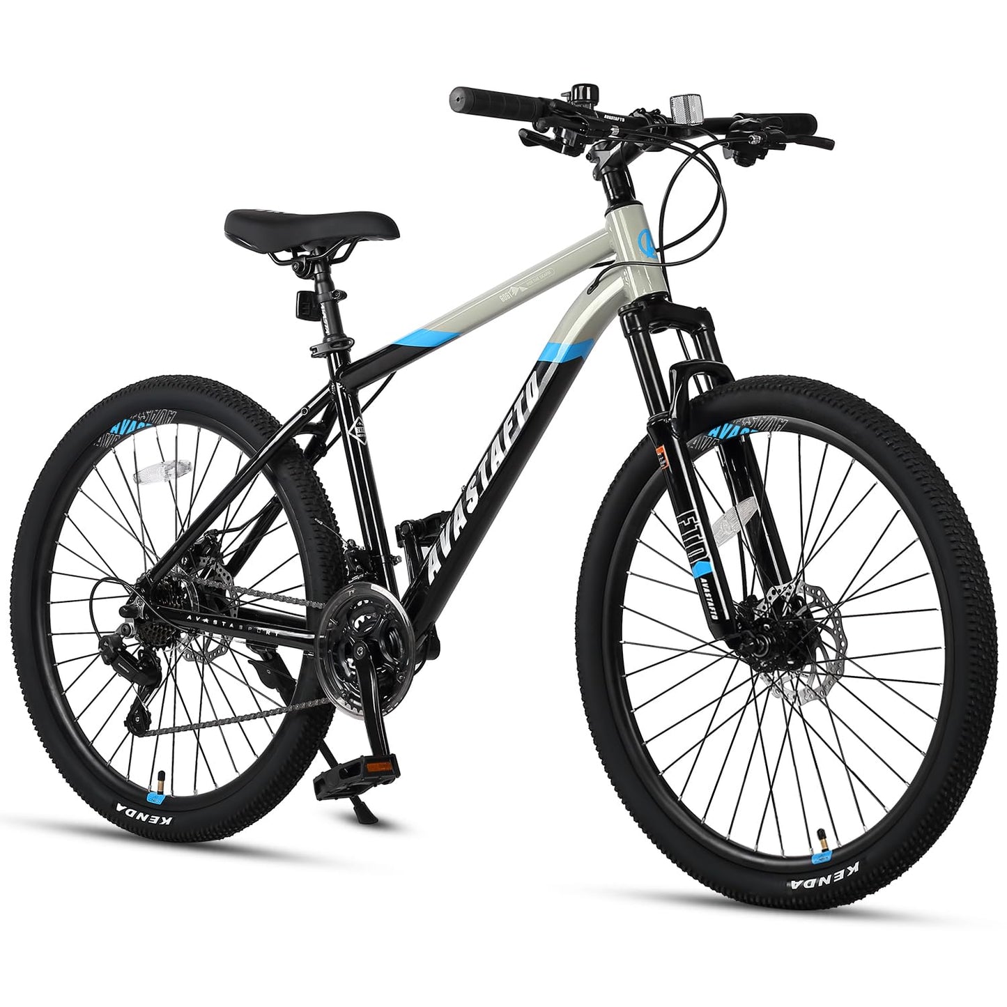 AVASTA 27.5-inch Mountain Bike for Man Male and Woman Female Adult with Lightweight Aluminum Alloy Frame and Dual Disc Brakes,Front Suspension,21-Speed Gear Shifters,Hidden Brake Cables,Grey