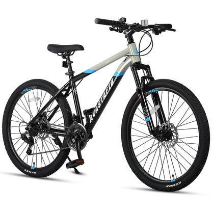 AVASTA 27.5-inch Mountain Bike for Man Male and Woman Female Adult with Lightweight Aluminum Alloy Frame and Dual Disc Brakes,Front Suspension,21-Speed Gear Shifters,Hidden Brake Cables,Grey