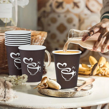 Clawsoff 300 Count 12 oz Paper Coffee Cups, Disposable Drinking Cups for Hot or Cold Beverage, 12 ounce Brown Coffee Cups for Party, Business, Travel, Picnic