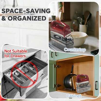 Hand Mixer Storage Case for KitchenAid KHM5/KHM6/KHM7/KHM9 Series Ultra Power Speed Hand Mixers, Double layer Crylic Transparent Storage Box (Hand Mixer Not Included) (Storage Case)