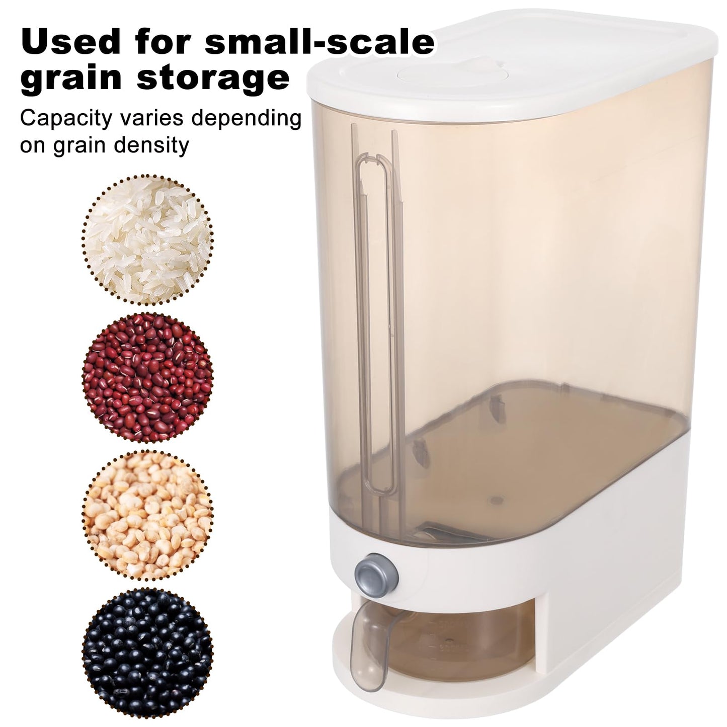 FMOACEN 22 Lbs Rice Dispenser with Measuring Cup Large Airtight Cereal Dispenser Multifunctional Dry Food Storage Container for Rice Grains Soybean Corn Kitchen Pantry Organization