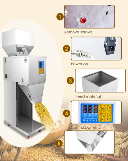 Hanchen Powder Filling Machine 10-1000g Particle Weighing Filling Machine Automatic Bottle Bag Powder Filler for Grains Seeds Beans Tea Powder 110v