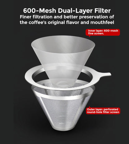 AGOGO Pour Over Coffee Maker Glass - Barista Kit with 304 Stainless Filter for Home, Office, Camping, Cafes - Easy Clean Coffee Dripper Set (Soft Towel&Brush) (34oz Classic w/SS Filter)