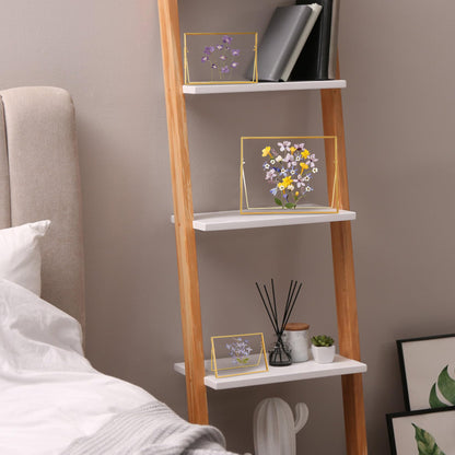 REDHUGO Glass Pressed Flower Frame Handmade, Glass Floating Picture Frames Tabletop Brass Photo Frame for DIY Dried Flowers Home Plant Specimen, Rectangle Horizontal 5×7 inches,Gold (FRAME ONLY)