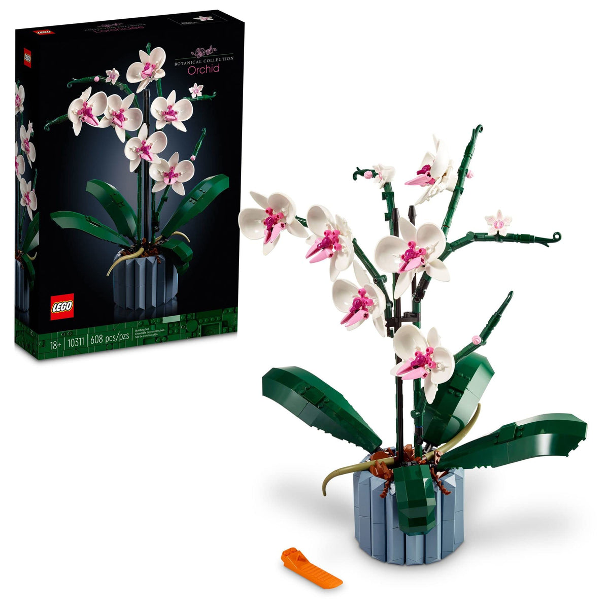 LEGO Botanicals Orchid - Artificial, Fake Indoor Flowers Building Set for Home, Kitchen, Desk Decoration, Adults Ages 18+ - Gift for Birthdays - 10311