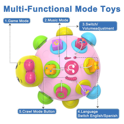 Holaxander Baby Gift Set for 0-6-12+ Months (1 * Baby Ladybug Musical Toy & 1 * Musical Plush Dinosaur Toy)
