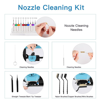 Sovol 3D Printer Tools Kit, 78 PCS 3D Printer Accessories with Nozzle Cleaning Kit, Removable Multi-Function Screwdriver Kit, Deburring, Removal Tools, Cutters, Hobby Knife Set, Wrench Set