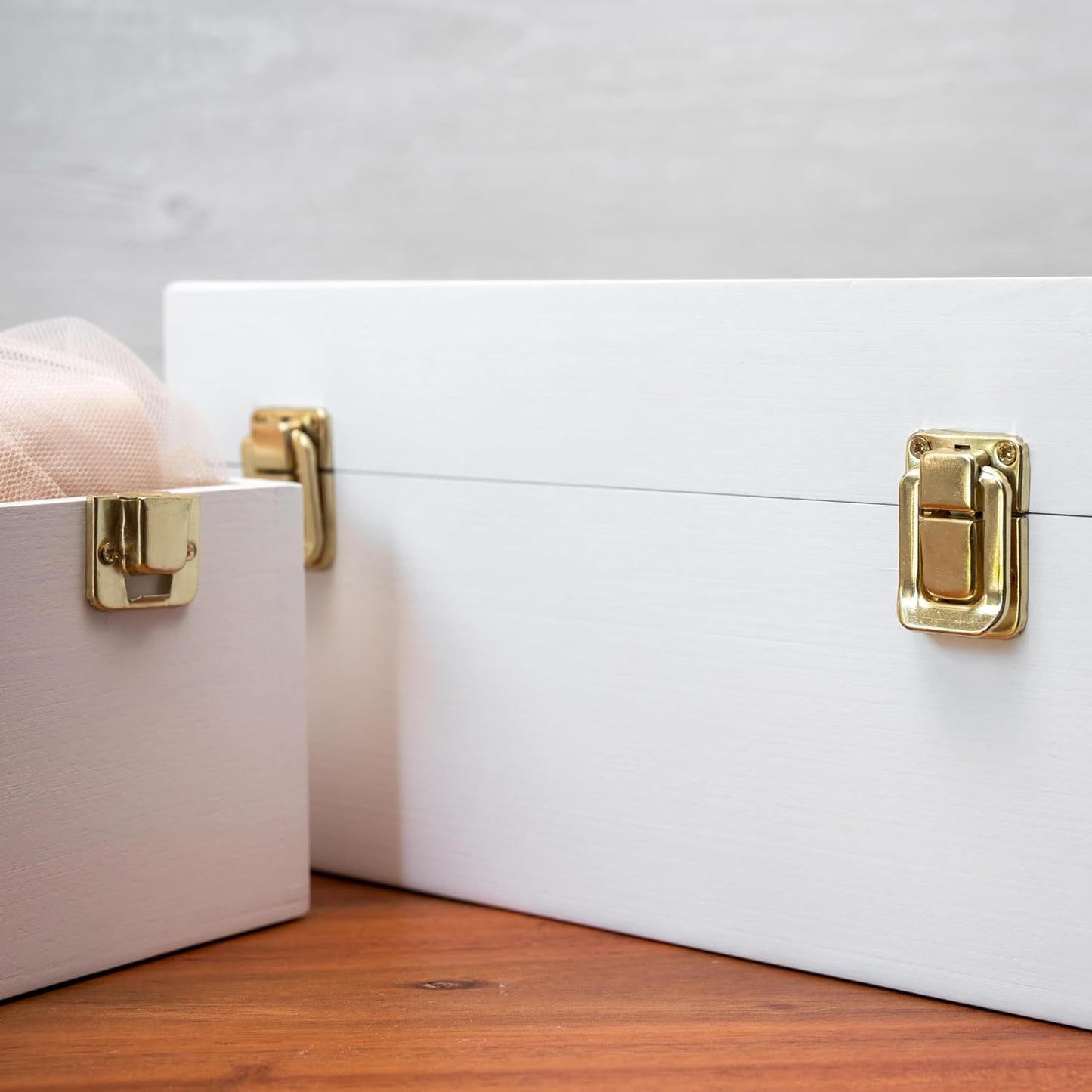 Keepsake Box for Memories, Large White Wooden Storage Box