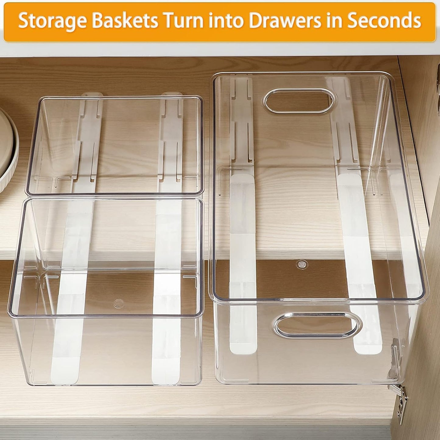 4 PCS Pull Out Rail for Baskets or Bins, Storage and Organization Accessories for Cabinet, DIY Drawer Slides