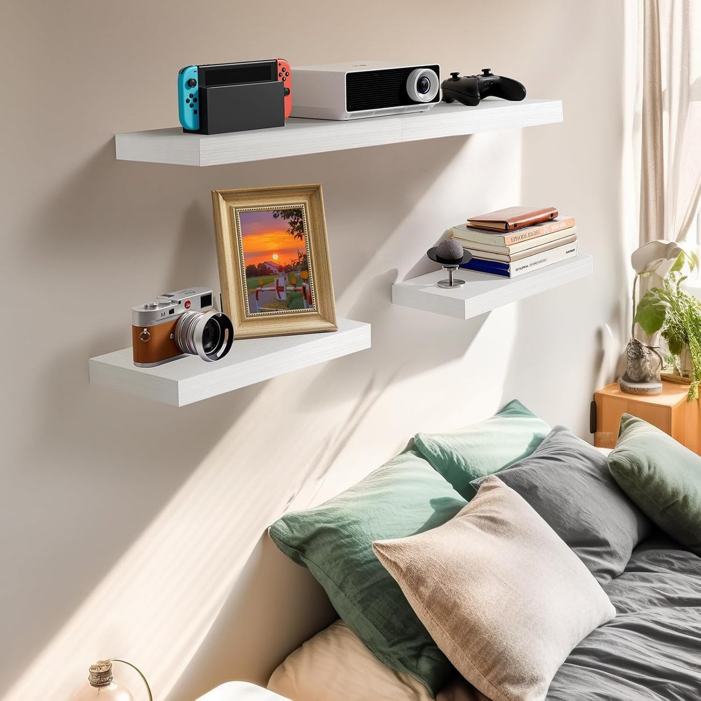 15 7 Inch Set 2 AMADA HOMEFURNISHING Floating Shelves Wall Mounted, x Wall Shelves for Bathroom, Bedroom, Living Room