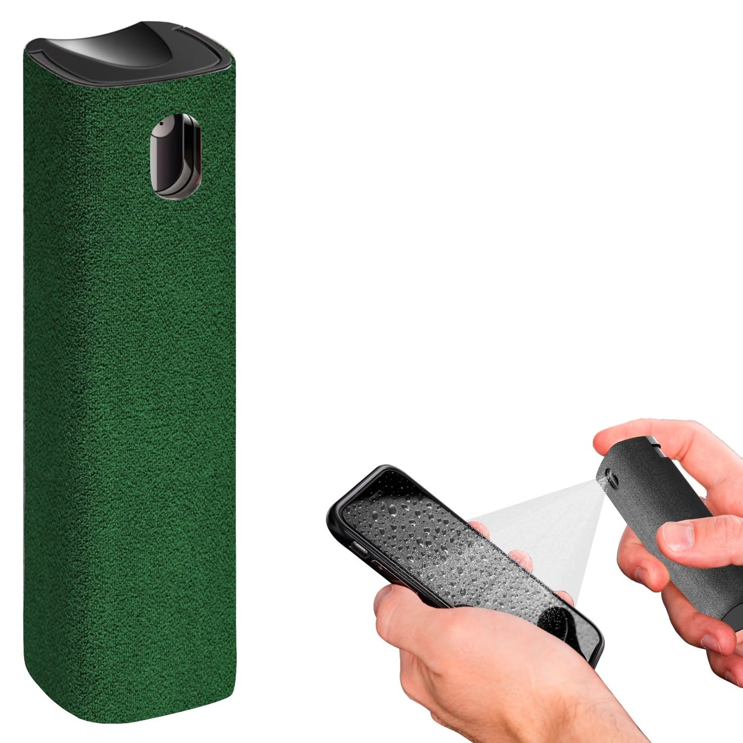 Mini Screen Cleaner Spray – Finger Proof Screen Cleaner for Smartphones, iPads, MacBooks, Laptops, Car Screens, Touchscreens – 3 in1 Mist Cleaner, Microfiber Cloth and Protective Cover (Grey)