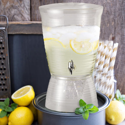 Tioncy 4 Pcs Acrylic Beverage Dispenser with Spigot 2.7 Gallon/ 10 l Clear Drink Water Dispenser Countertop with Detachable Base Iced Juice Container Unbreakable for Wedding Party