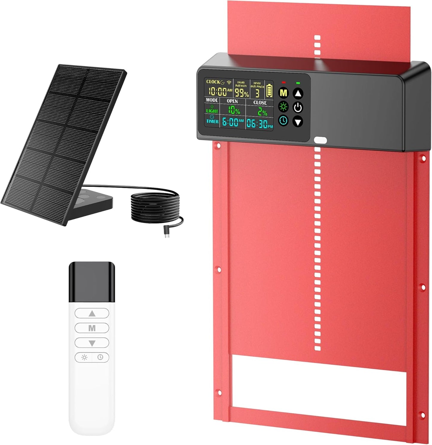 Programmable 4 ZenxyHoC Chicken Coop Door Solar Powered with Remote Control, Automatic Aluminum Chicken Door Modes