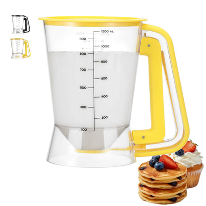 Lavius Pancake Batter Dispenser 5-Cup Batter Pourer for Maker Pancakes, Waffles, Crepes, Muffins, Cupcakes, Easy Squeeze Grip Handle with Proof Nozzle, Precise Baking Tools（Yellow）