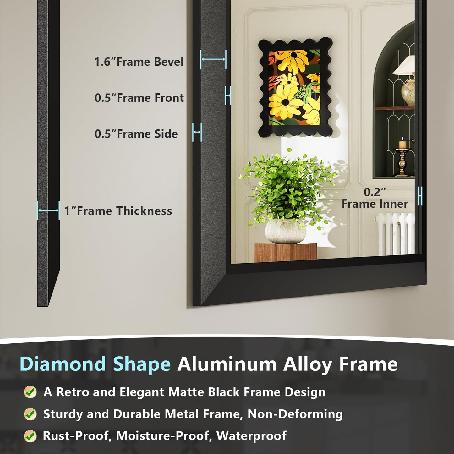 AWANDEE 72x32 Inch Black Bathroom Mirror for Wall, Beveled Framed Rectangle Bathroom Vanity Mirrors for Over Sink, Bedroom, Living Room, Entryway, Anti-Rust, HD Tempered Glass, Horizontally/Vertically