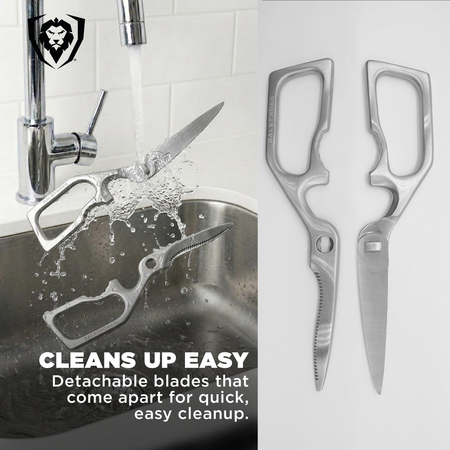 Dalstrong Kitchen Scissors — Japanese Stainless Steel Shears, Ambidextrous, Detachable for Cleaning — For Spatchcocking Chicken, Trimming Herbs, Pizza, Flatbread & Package Opening