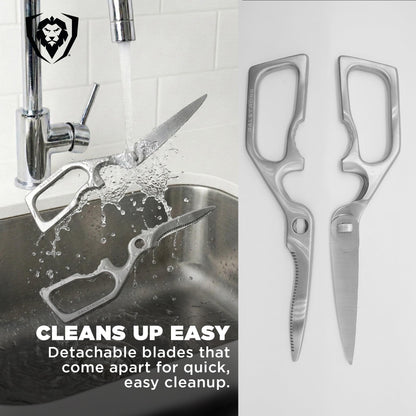 Dalstrong Kitchen Scissors — Japanese Stainless Steel Shears, Ambidextrous, Detachable for Cleaning — For Spatchcocking Chicken, Trimming Herbs, Pizza, Flatbread & Package Opening