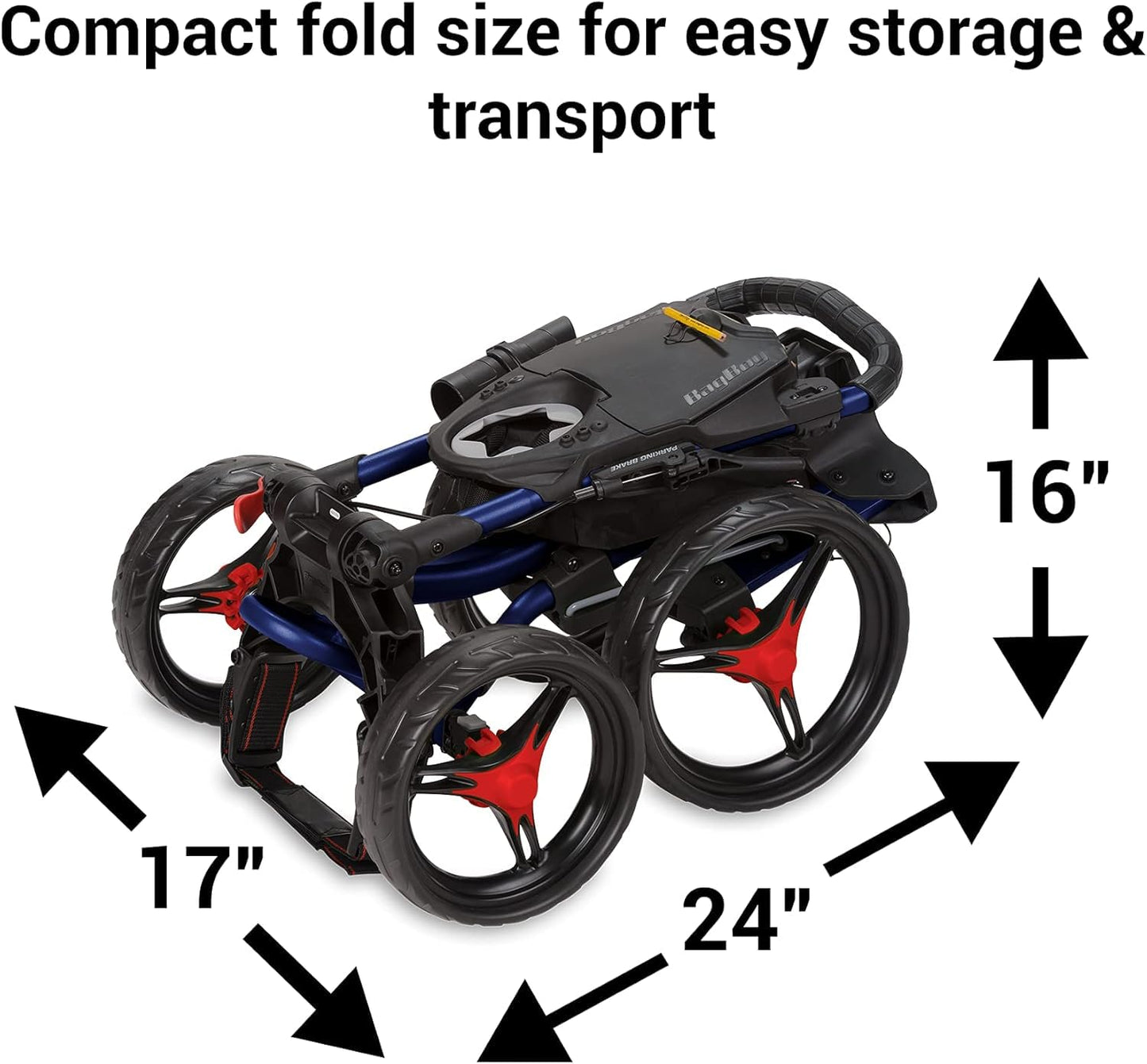 Bag Boy Quad XL Golf Push Cart, Black/Silver