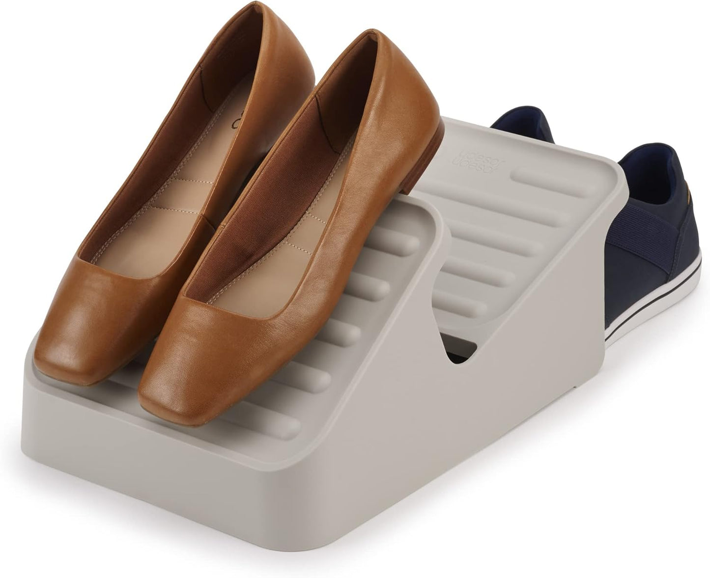 2-Tier 3 Joseph Joseph Shoe-in Space Saving Shoe Rack Organizer, Holds up to Pairs, Small- Ecru