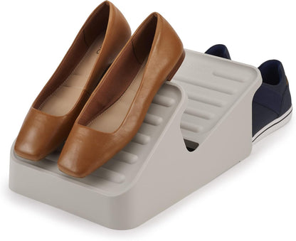 2-Tier 3 Joseph Joseph Shoe-in Space Saving Shoe Rack Organizer, Holds up to Pairs, Small- Ecru