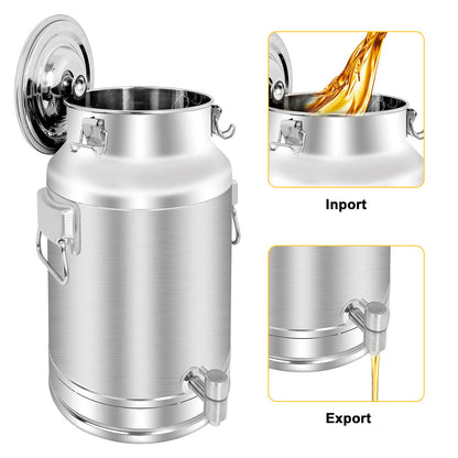 Togarhow 304 Stainless Steel Milk Can，35L Milk Bucket Wine Pail Bucket 9.25 Gallon Milk Can Tote Jug with Sealed Lid Heavy Duty for Milk and Wine Liquid Storage